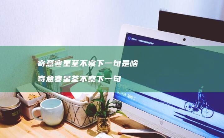寄意寒星荃不察下一句是啥寄意寒星荃不察下一句
