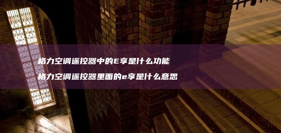 格力空调遥控器中的E享是什么功能 格力空调遥控器里面的e享是什么意思